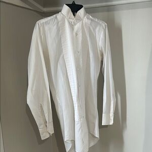 Unisex White Pleated Front Dress Shirt by Neil Barrett
